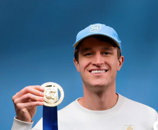 Parker DeFreese with his Boston Marathon medal