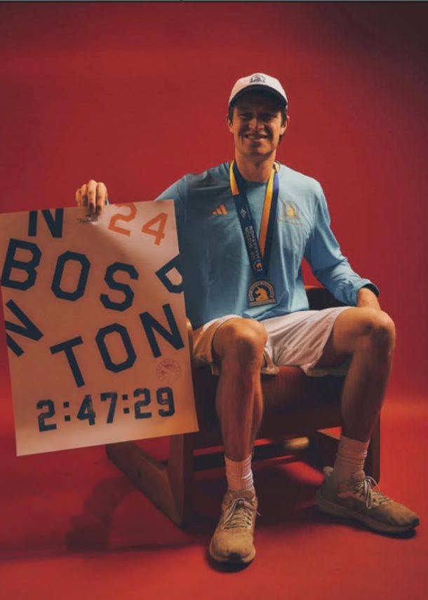 Parker after the 2024 Boston Marathon — 2:47:29